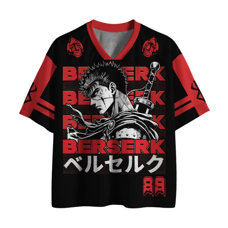 Anime Merchandise For Women - Berserk Guts Fußballtrikot Unisex V-Ausschnitt Kurzarm-Shirt