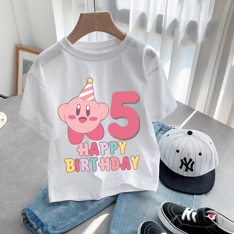 Anime Girl Merchandise - Star Kirbys T-Shirt Geburtstagsnummer 1-9 Kawaii